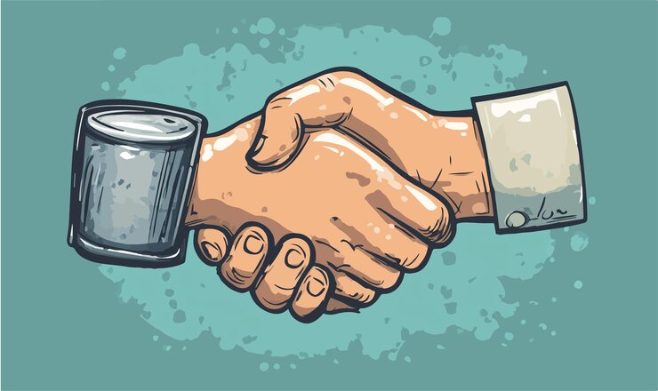 Vector sculpted handshake symbol a representation of partnership and unity