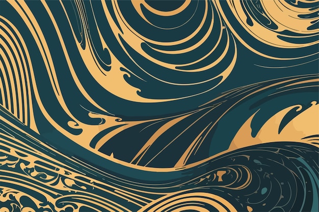 Vector sculpted serenity aesthetic waves crafted in flat vector 2d patterns