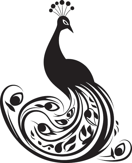 Sculpted Showcase Peacock Symbol in Vector Mysterious Charm Black Peacock Logo