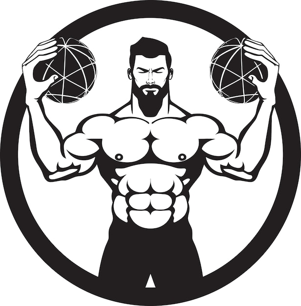 Vettore sculptedcraft vector muscular emblem design strengthsymmetry vectorized iconic muscle logos