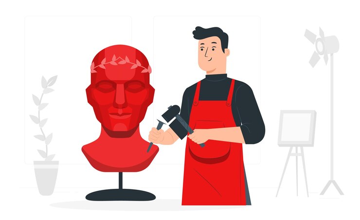Vector sculpting semi flat illustrations