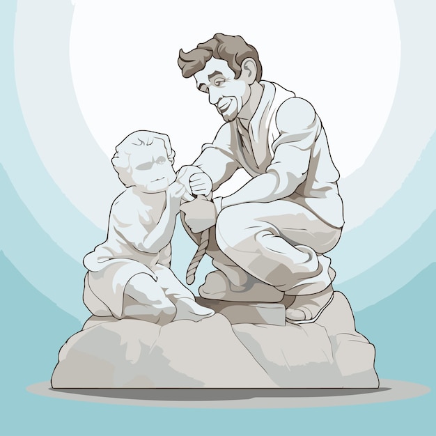 Vettore scultura del padre e del figlio illustrazione vettoriale