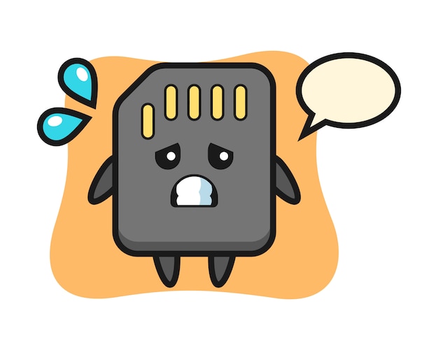 SD card mascot character with afraid gesture, cute style design for t shirt