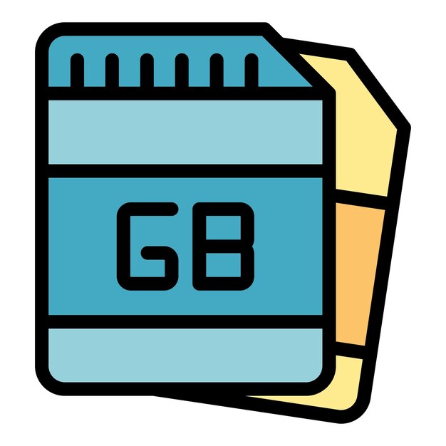 Sd gb icon outline vector Data megabyte Data memory color flat
