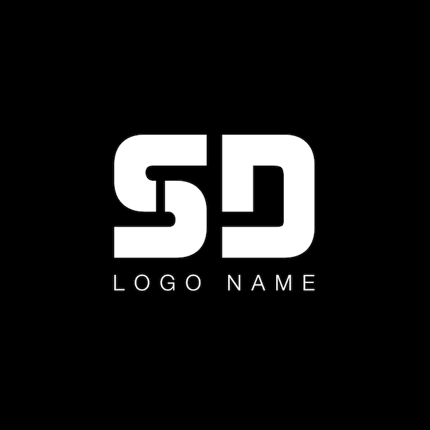 Sd letter business logo in black and white color