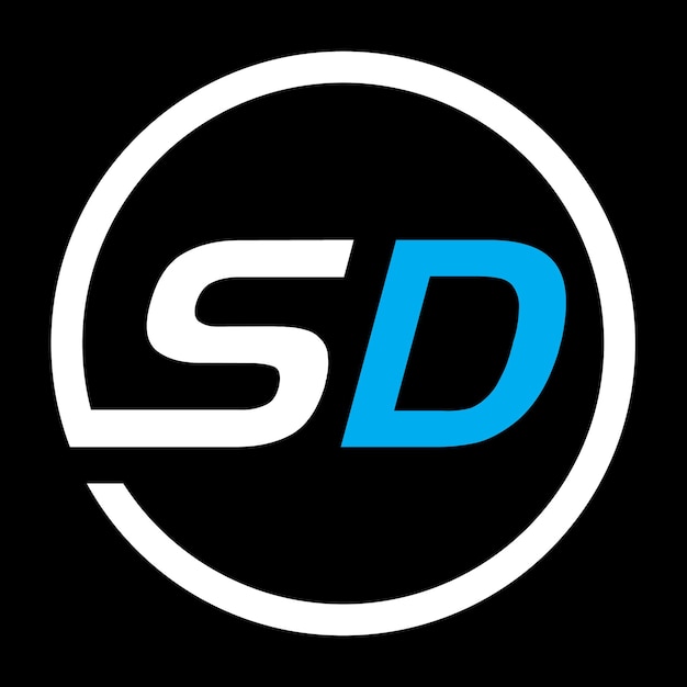Disegno del logo della lettera sd su sfondo nero modello vettoriale del disegno del logo sd della lettera del monogramma iniziale