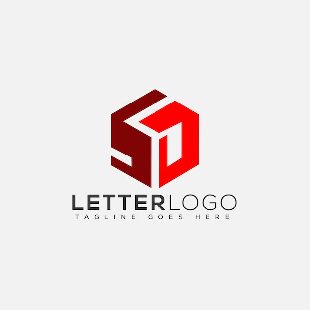 Элемент векторного графического брендинга шаблона дизайна логотипа SD