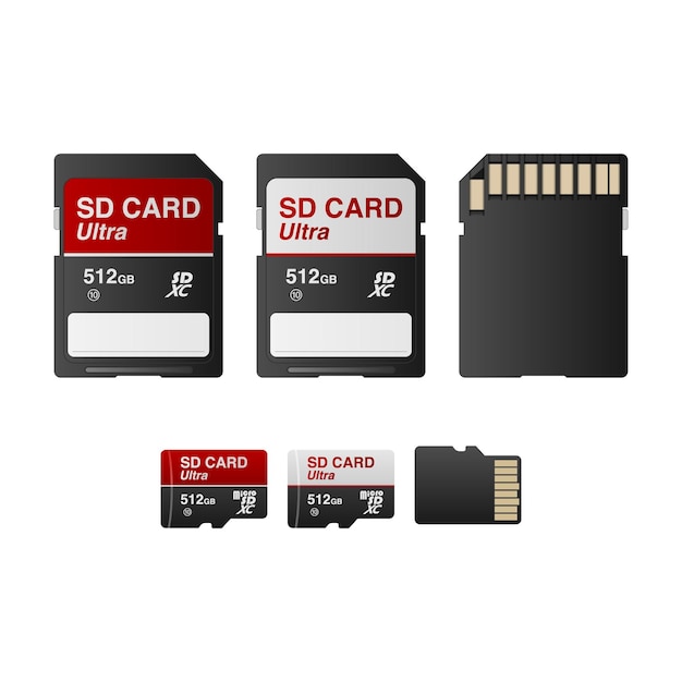 Vector sd and micro sd card isolated on white background, vector illustration