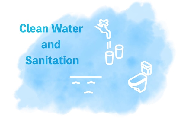 Vector sdg's in aquarelstijl doel 6 schoon water en sanitaire voorzieningen