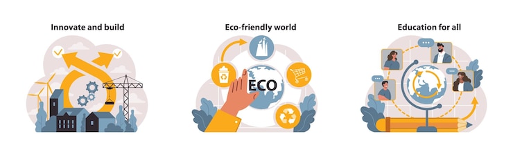 Vector sdg or sustainable development goals set global target for better future environment protection