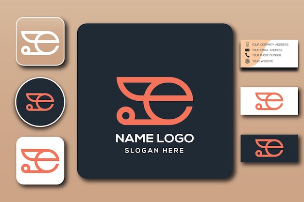 Se monogram logo template color editable