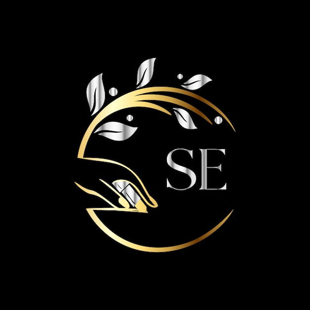 SE Monograms logo nails, Luxury Cosmetics Spa Beauty vector template