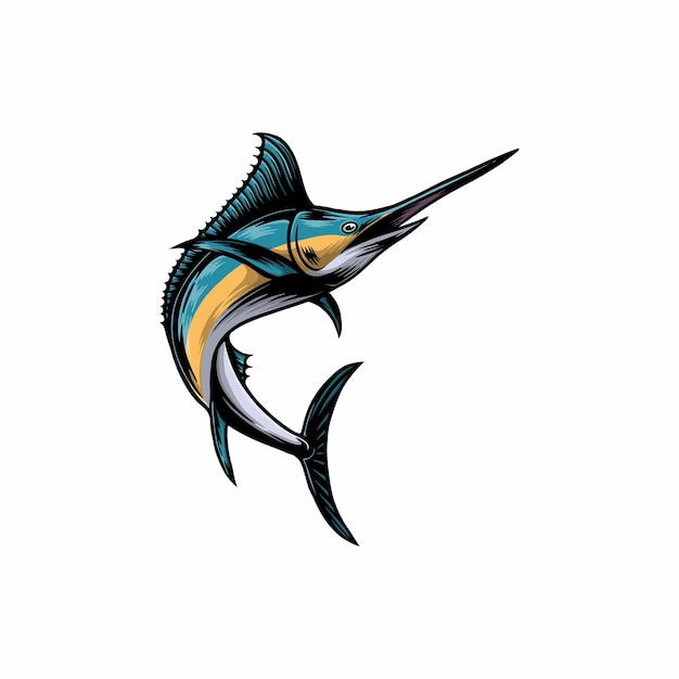 Морская рыба-меч векторная иллюстрация