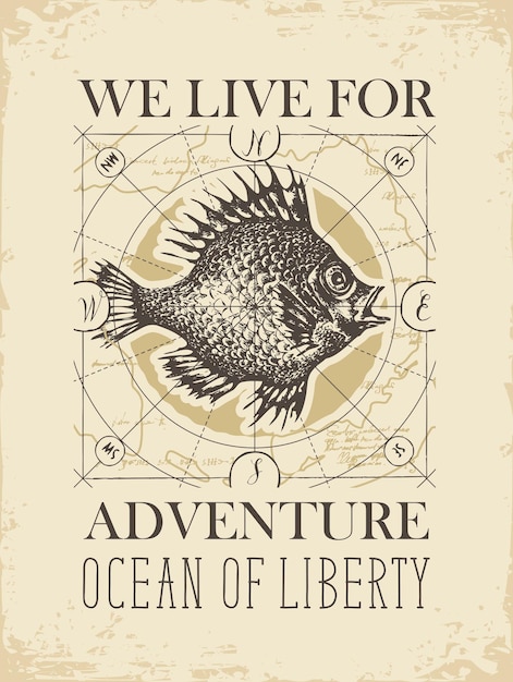 Вектор Плакат о морских приключениях