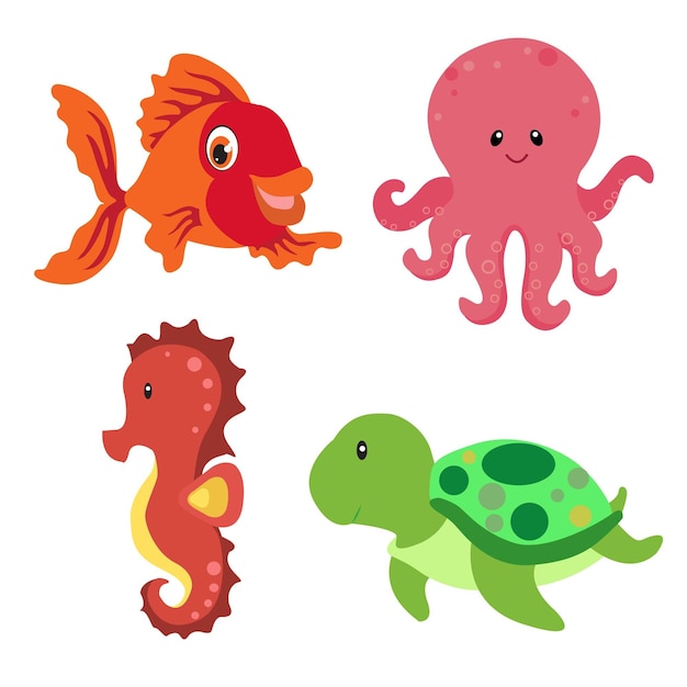 sea animal illustration design is suitable for animal character cartoon animation