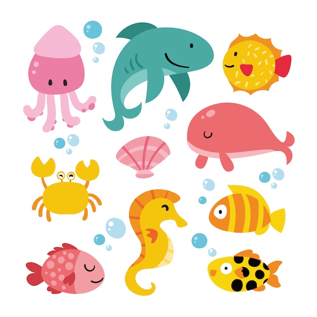 Sea animals collection