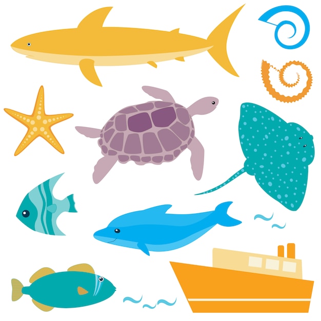 Sea animals collection