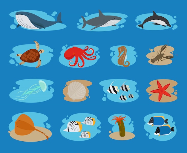 Sea animals icons