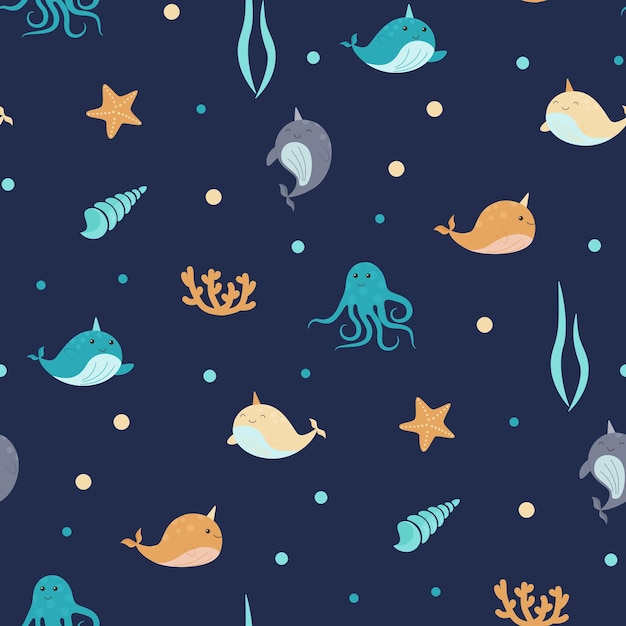 Sea animals pattern