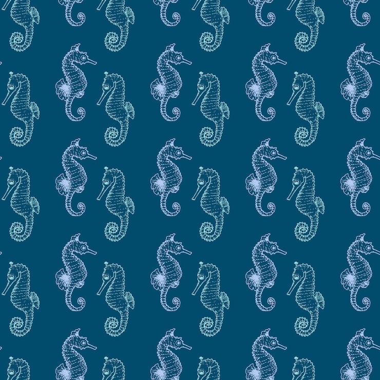 Vector sea animals sketched seamless pattern marine life creatures hand drawn surface pattern design vector