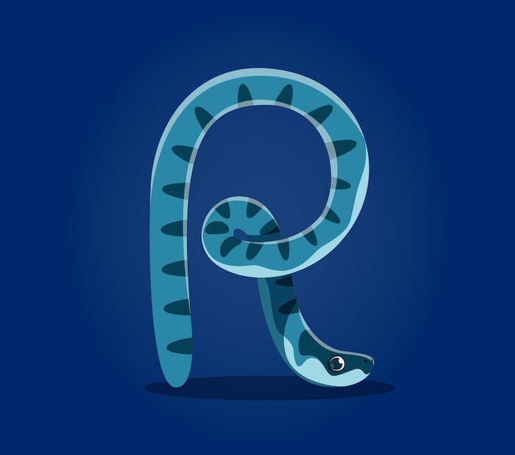Vector sea animals in underwater font cartoon letter r