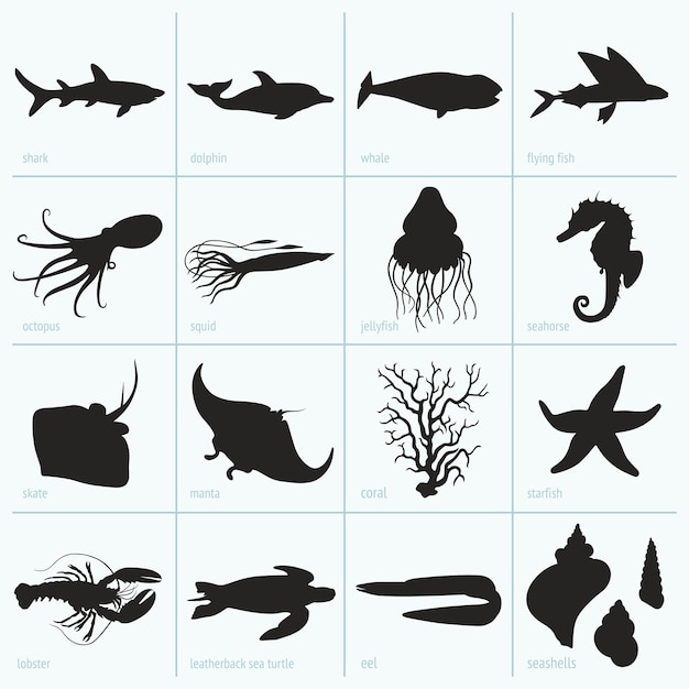 Vector sea animals