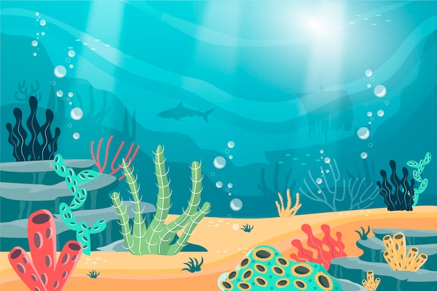 Vector under the sea - background for video conferencing