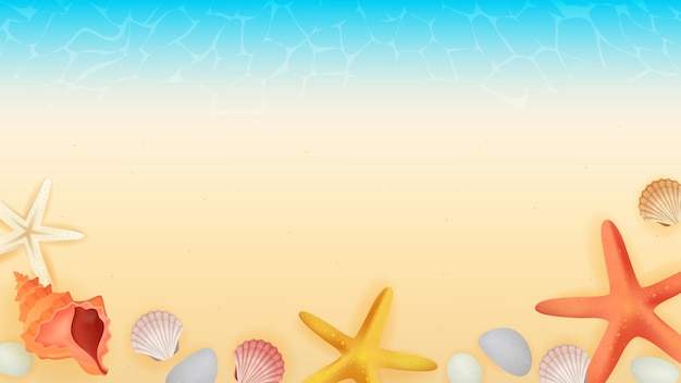 Vector sea beach background illustration