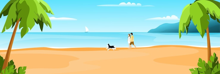 Vector 海のビーチの風景夏の贅沢な休日海辺のリラックスゾーンロマンチックな海の休暇