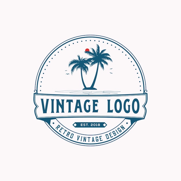 Sea beach retro vintage farm company stamp badge hipster unique logo design