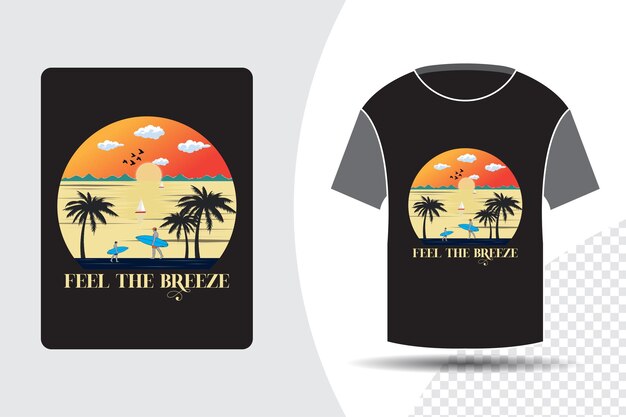 Vector sea beach t-shirt design