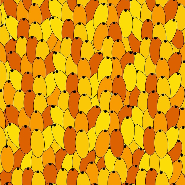Sea buckthorn seamless pattern Twigs with berries and leaves Template with orange fresh berries for wallpaper