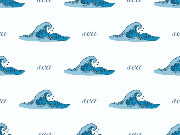 Sea cartoon character seamless pattern on white background