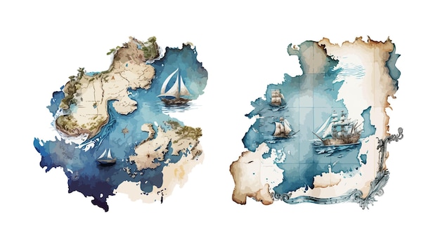 Sea chart clipart isolated vector illustration