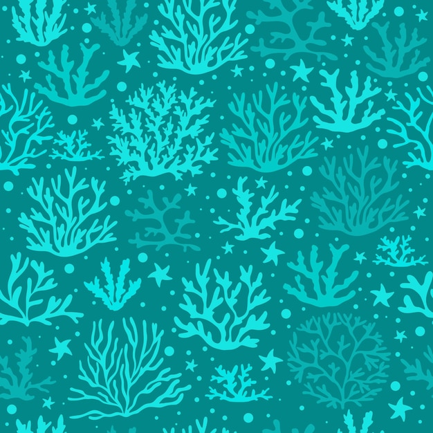 Sea coral colour seamless vector pattern