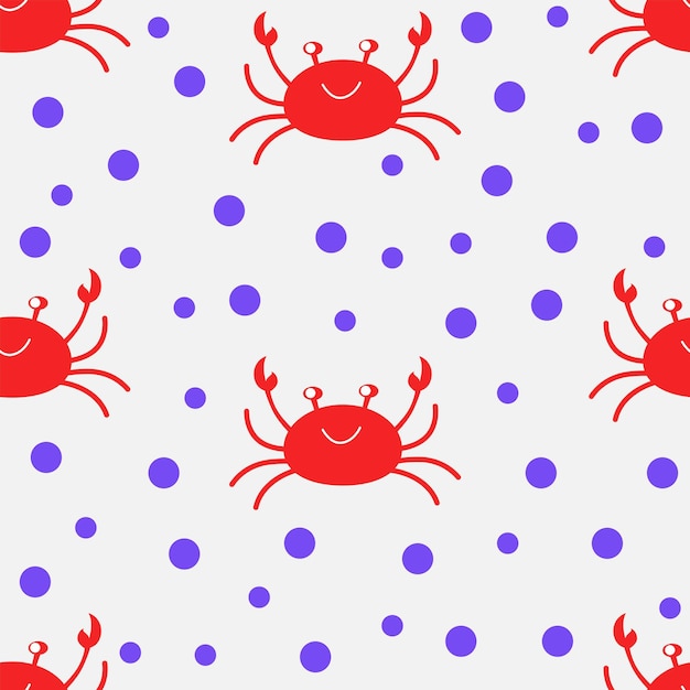 Sea crab seamless pattern repeating polka dot pattern background