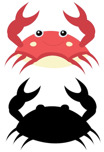 Vector sea crab on white background with silhouette isolated vector