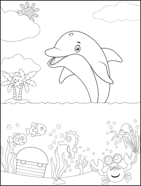 Sea creatures coloring pages for kids