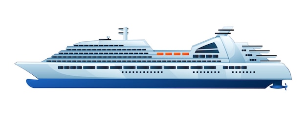 Vector sea cruise ship vector cartoon illustration isolated on white background