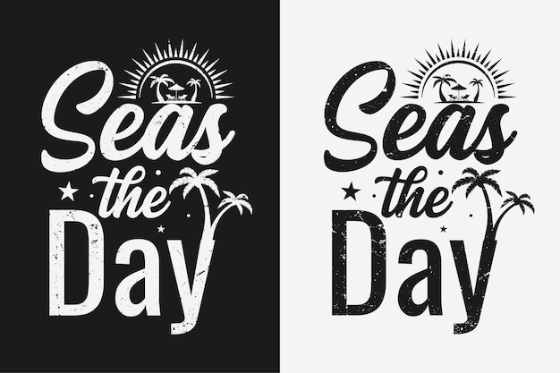 Vector sea the day typography design