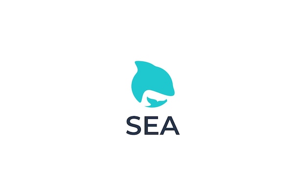 sea and dolphin logo design templates