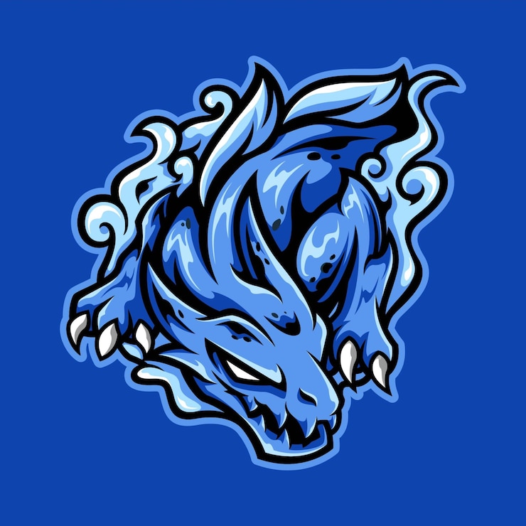 Vector sea dragon with water energy mascot logo illustration