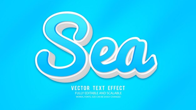 Sea Editable Text Effect Vector Template With Cute Background 3d Style