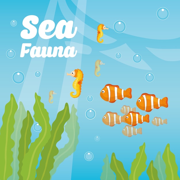 Sea fauna cartoon