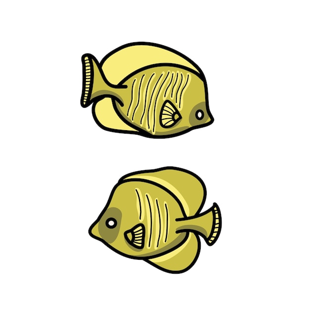 바다 물고기 그래픽 바다 물고기 손으로 그린 벡터 벡터 삽화는 해상 스타일로 만들어집니다.