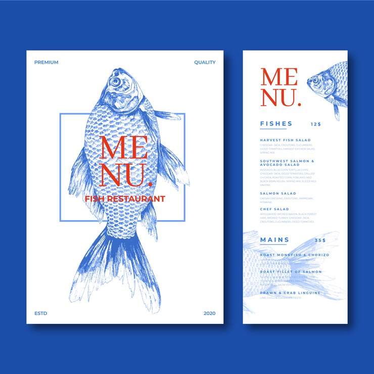 Sea food restaurant menu template