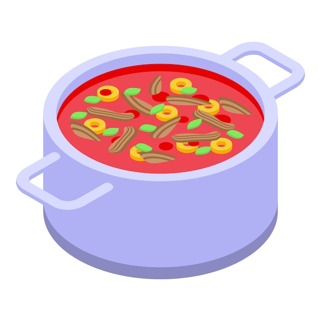 Sea food soup icon isometric vector Dinner meal Peri dish