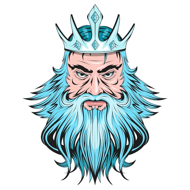 아이콘 로고 인쇄 스티커 등에 적합한 Sea God Poseidon Neptune