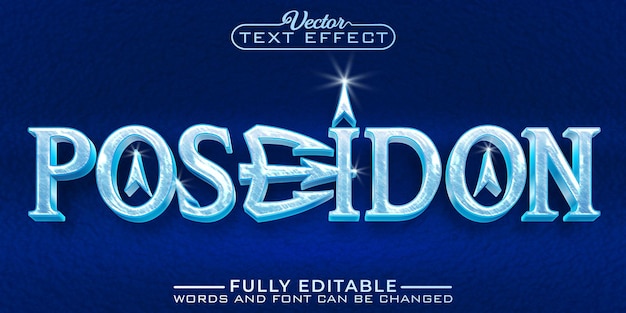 Sea God Poseidon Trident Vector Editable Text Effect Template
