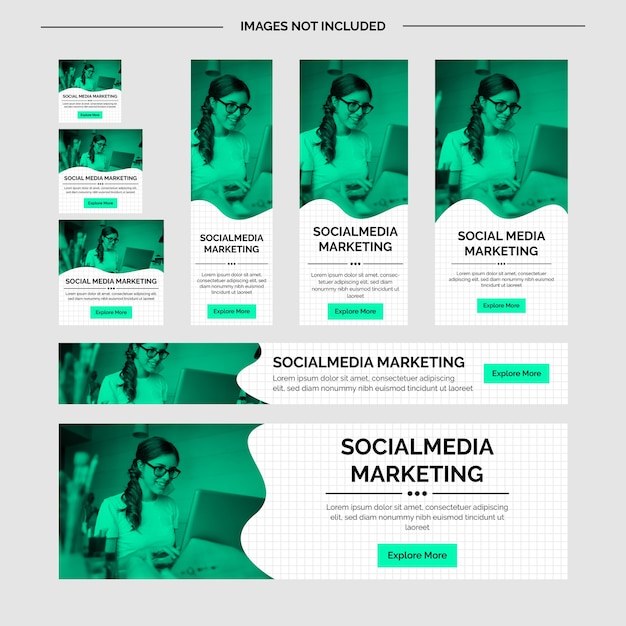 Vector sea green modern corporate social media & ad posts